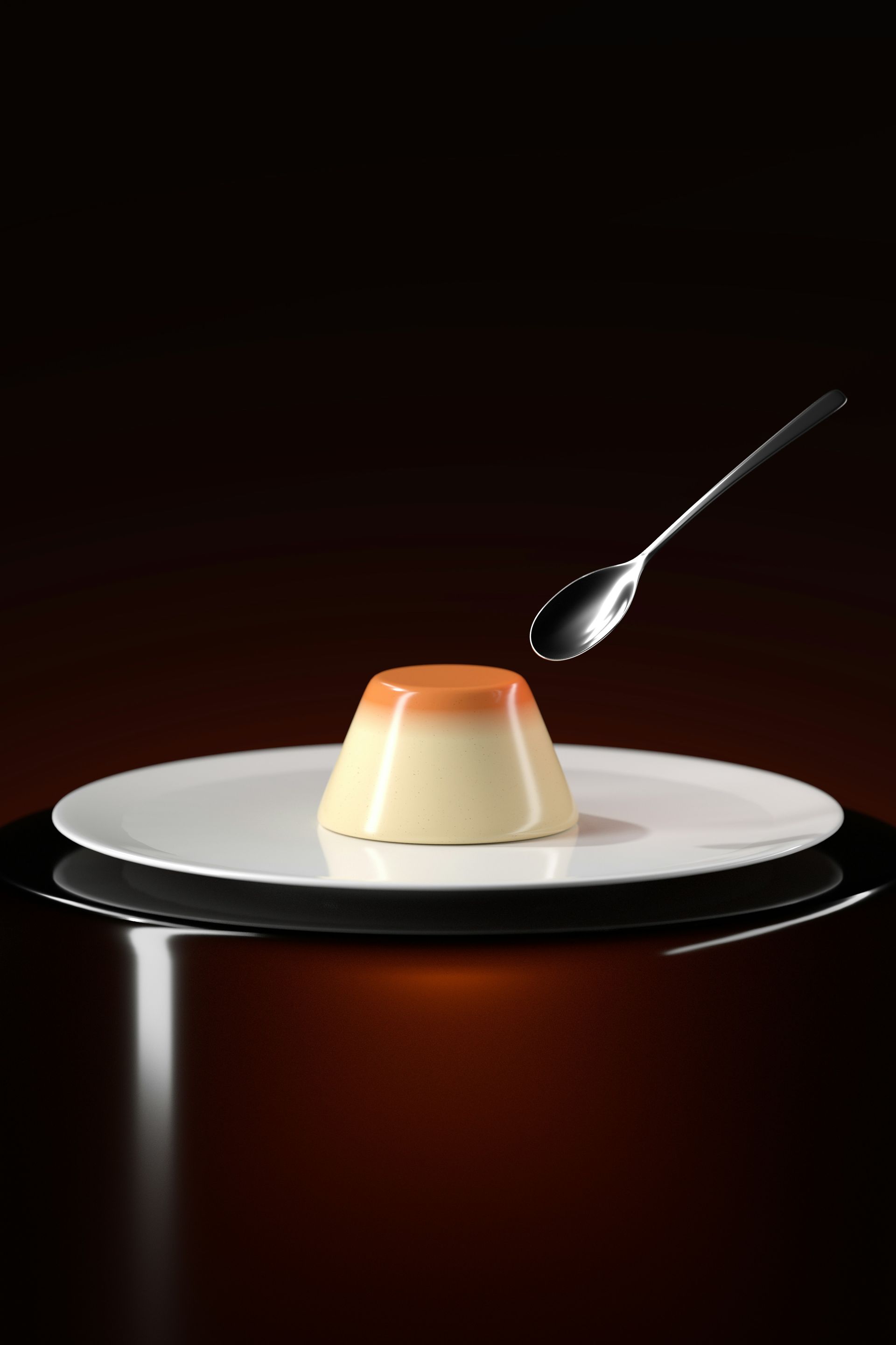 A white plate topped with a dessert on top of a table